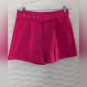 NiMin Pink Dress Shorts Sz L Pleats Belt 🩷 Fuchsia